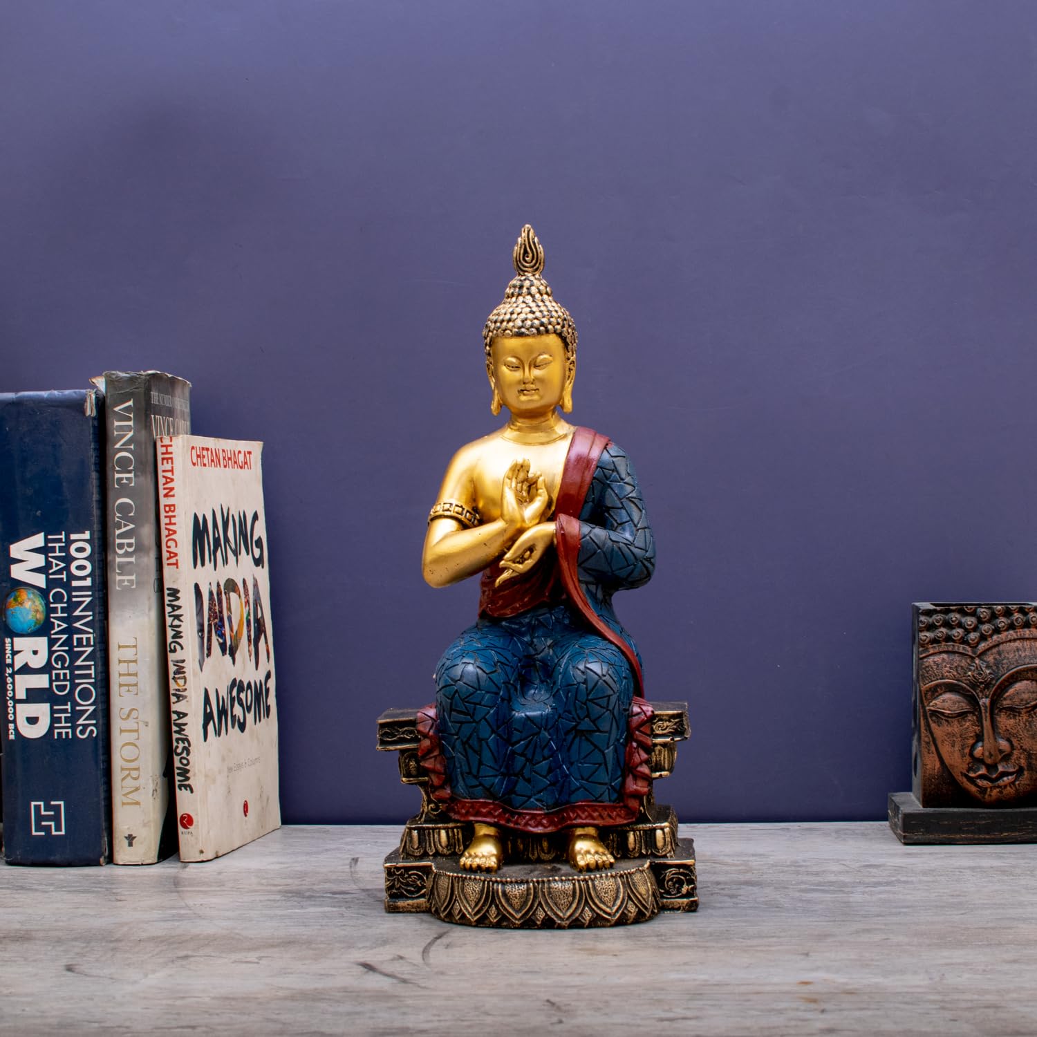 Version 1.0.0 Sitting Buddha Statue For Home Décor 10.7 Inch Green - Image 1