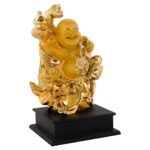 Polystone White Gold Chinese Laughing Buddha 10.5 Inch - Image 2