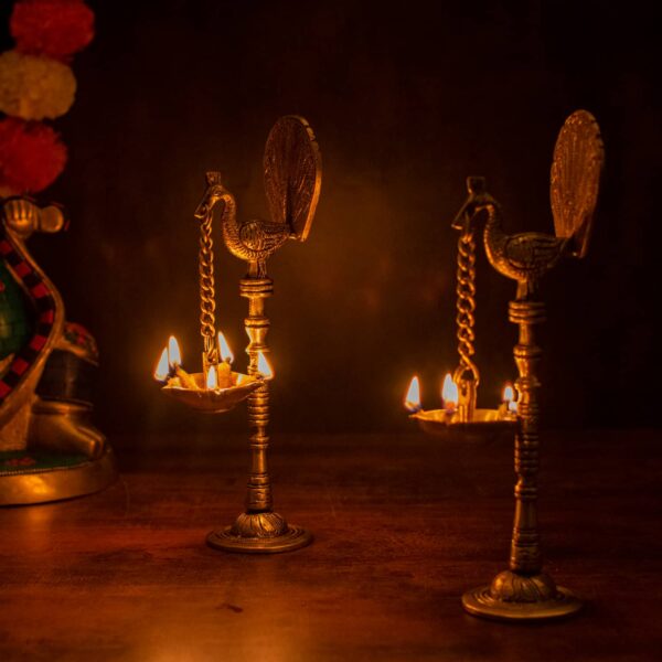 Peacock Pair Diya Lamp