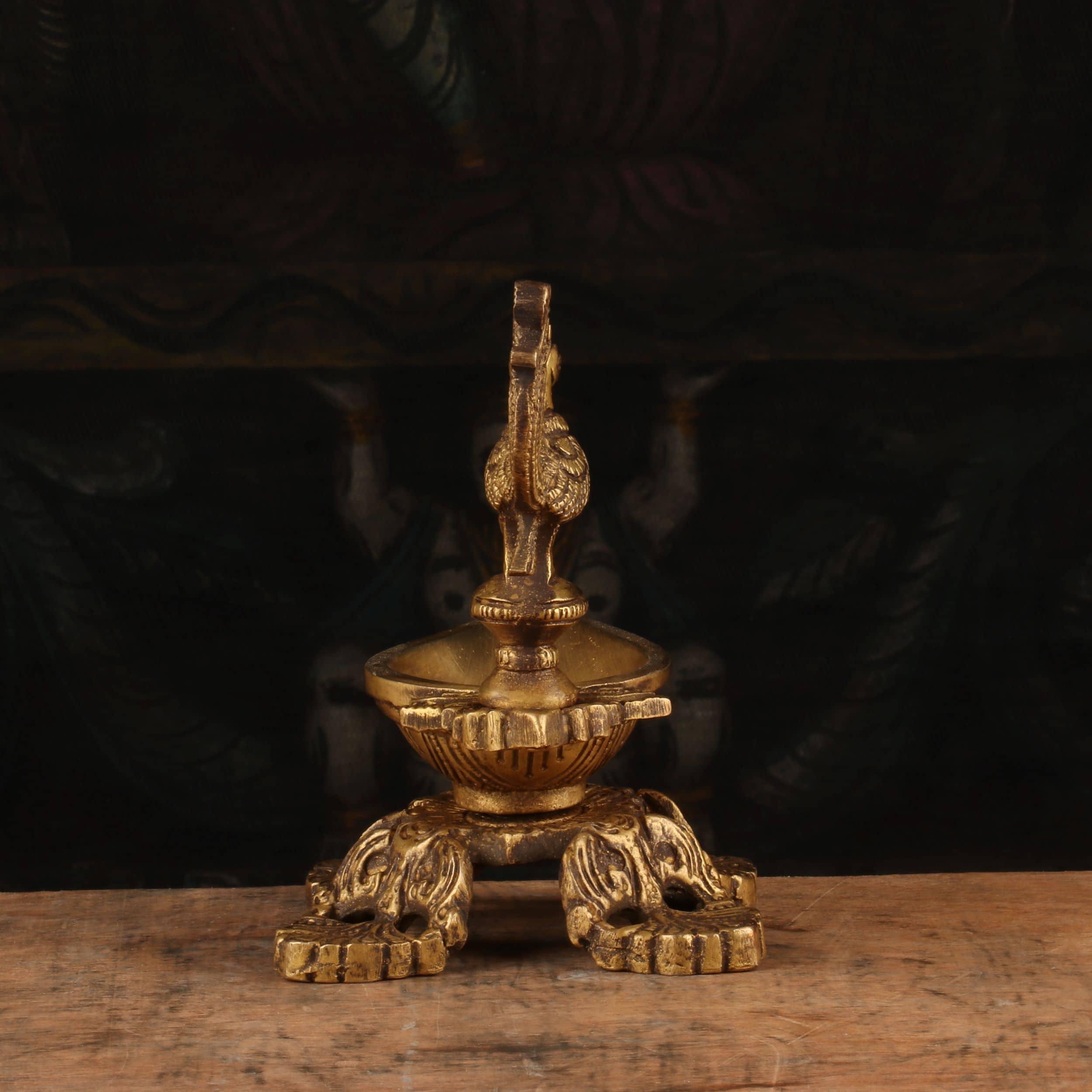 462976_3 Brass Bird Diya Oil Lamp 5.5 Inch - Image 1