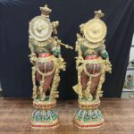 Brass Radha Krishna Idol with Meenakari Jewel Work 29 Inch - Image 5