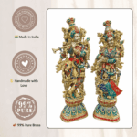 Brass Radha Krishna Idol with Meenakari Jewel Work 29 Inch - Image 2