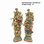 Brass Radha Krishna Idol with Meenakari Jewel Work 29 Inch - Image 3
