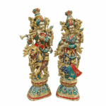 Brass Radha Krishna Idol with Meenakari Jewel Work 29 Inch - Image 4