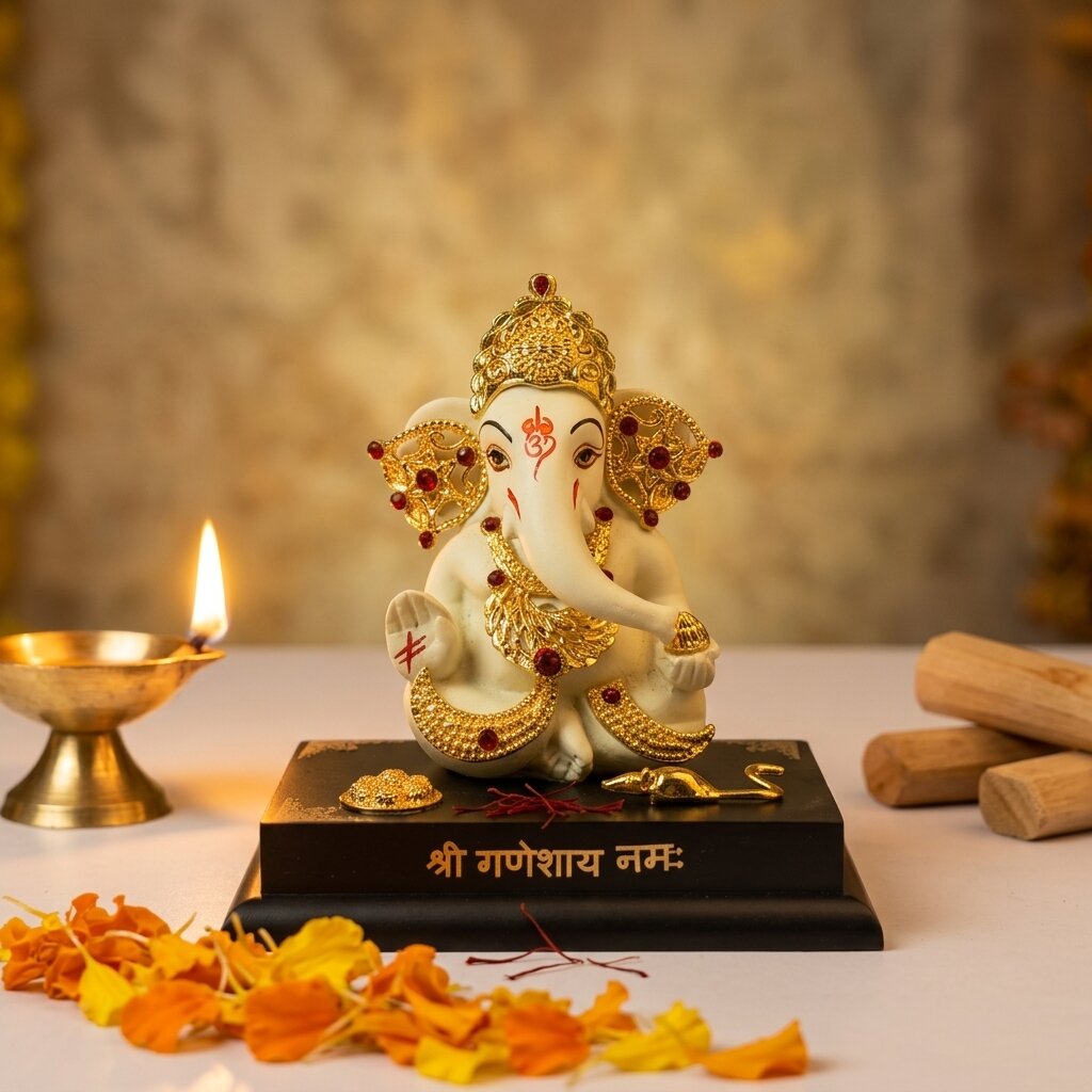 CL-001-RE-GS-102 Craftlayout 4 Inch Decorative Ganesha Idol For Home Décor Car Dashboard - Image 1
