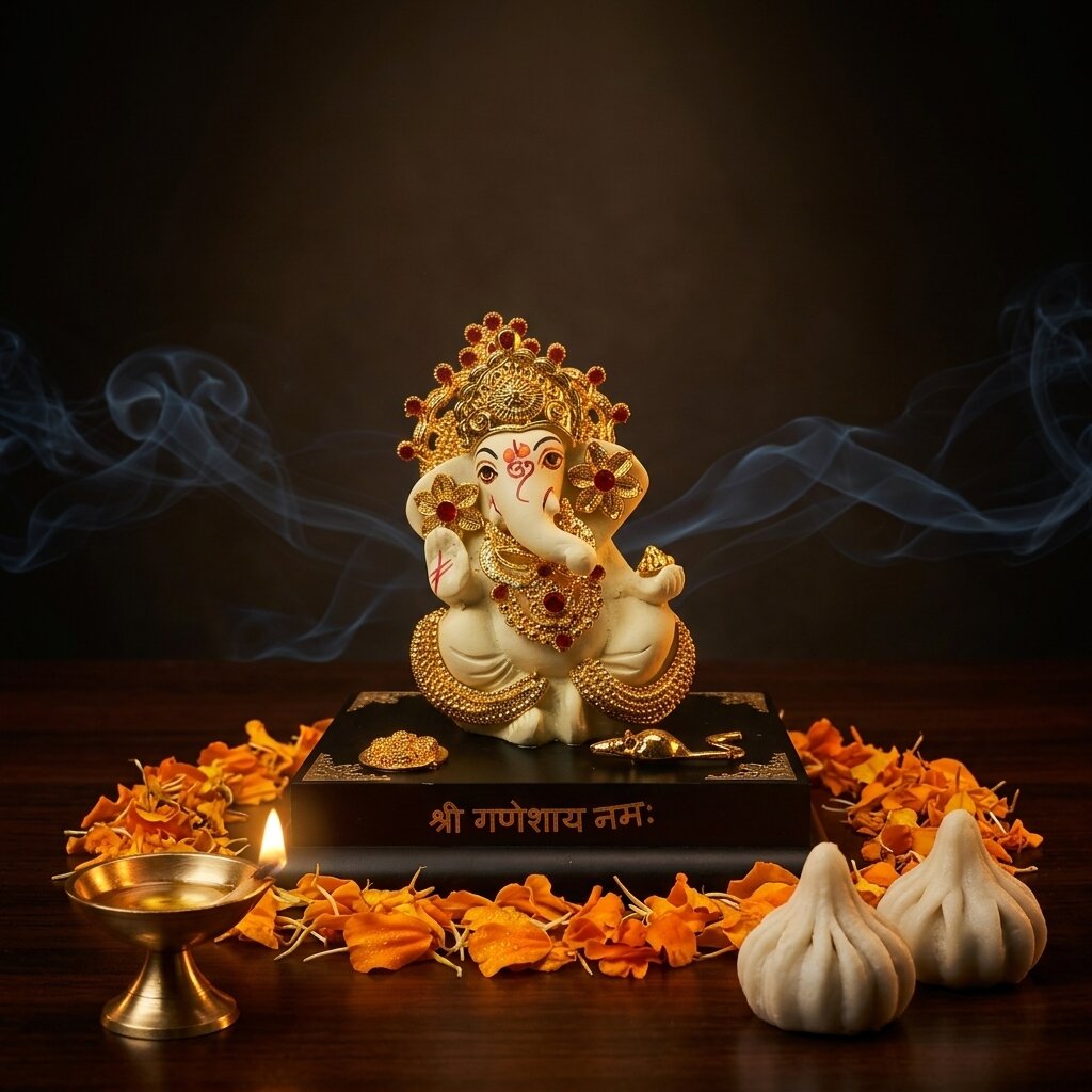 CL-001-RE-GS-103 Craftlayout Decorative Ganesha Idol For Home Décor Car Dashboard 4.25 Inch - Image 1