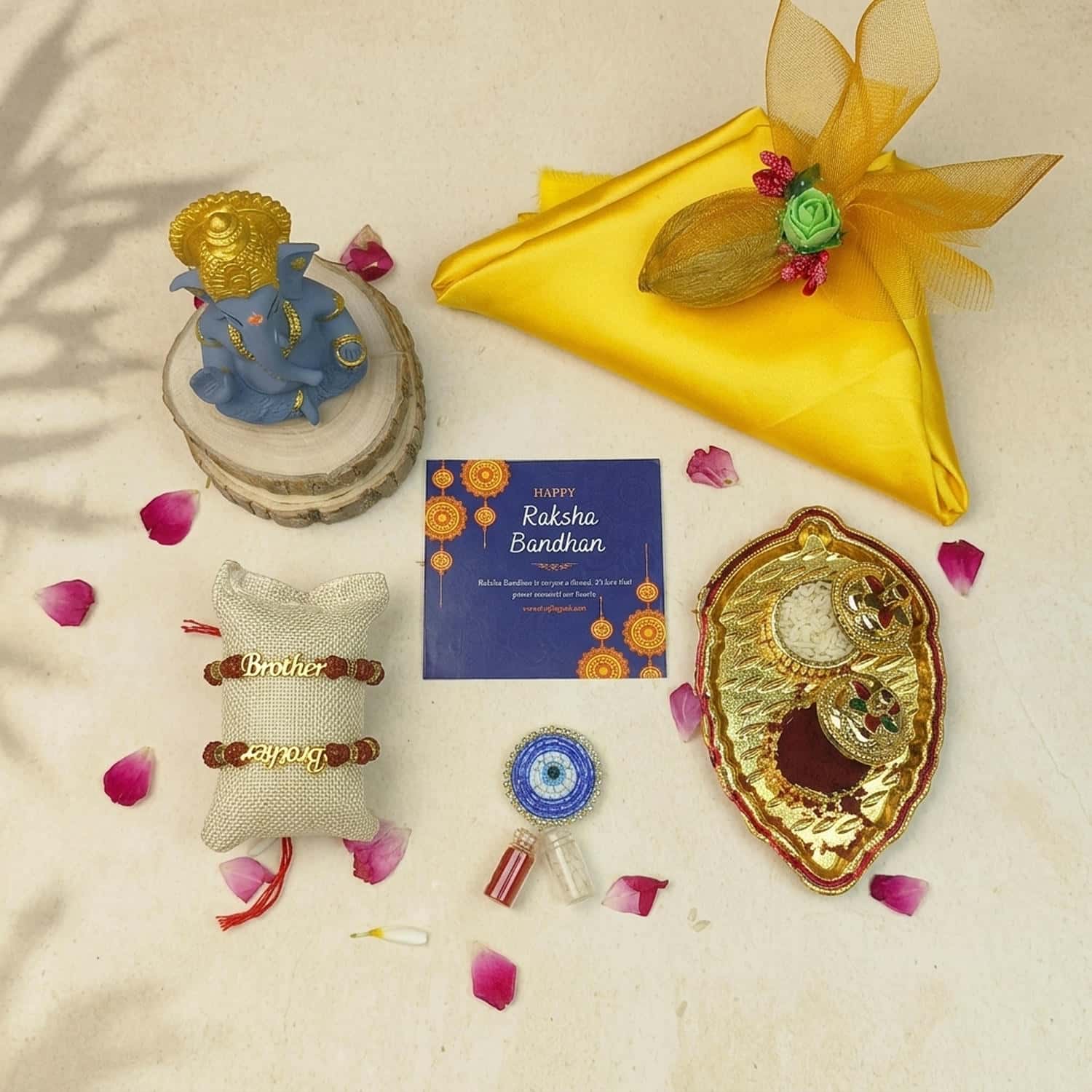 CL-RA-DR-009_G1.jpg Rakhi Set with Ganesha Product Designer Traditional Festive Handcrafted Style - Image 1