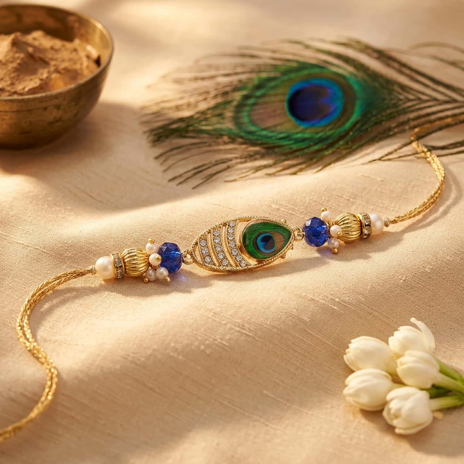 CL-RA-DR-022_1.jpg Vibrant Lumba Rakhi Set for Bhabhi Gift Elegant - Image 1