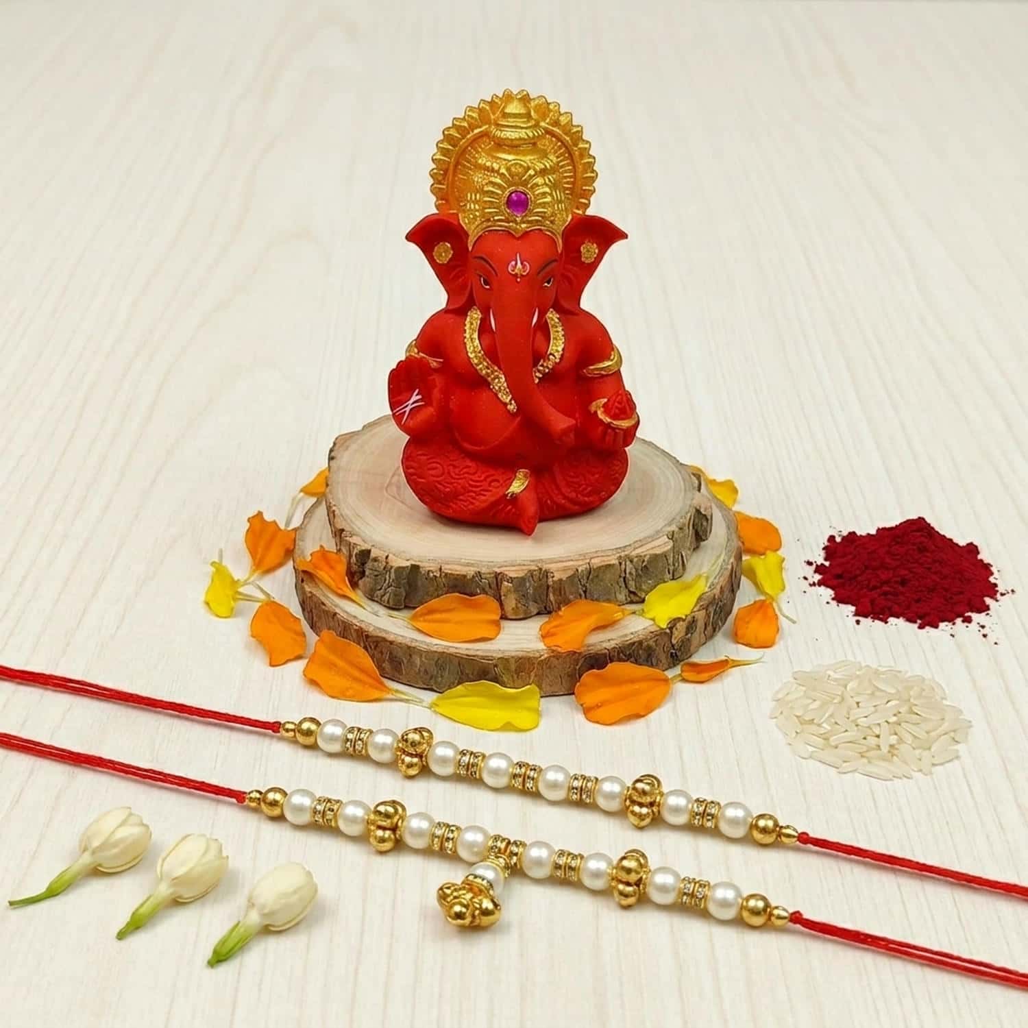 CL-RA-LM-004_G1.jpg Rakhi Set with Ganesha Product Unique Beautiful Stylish Classic Keepsake - Image 1