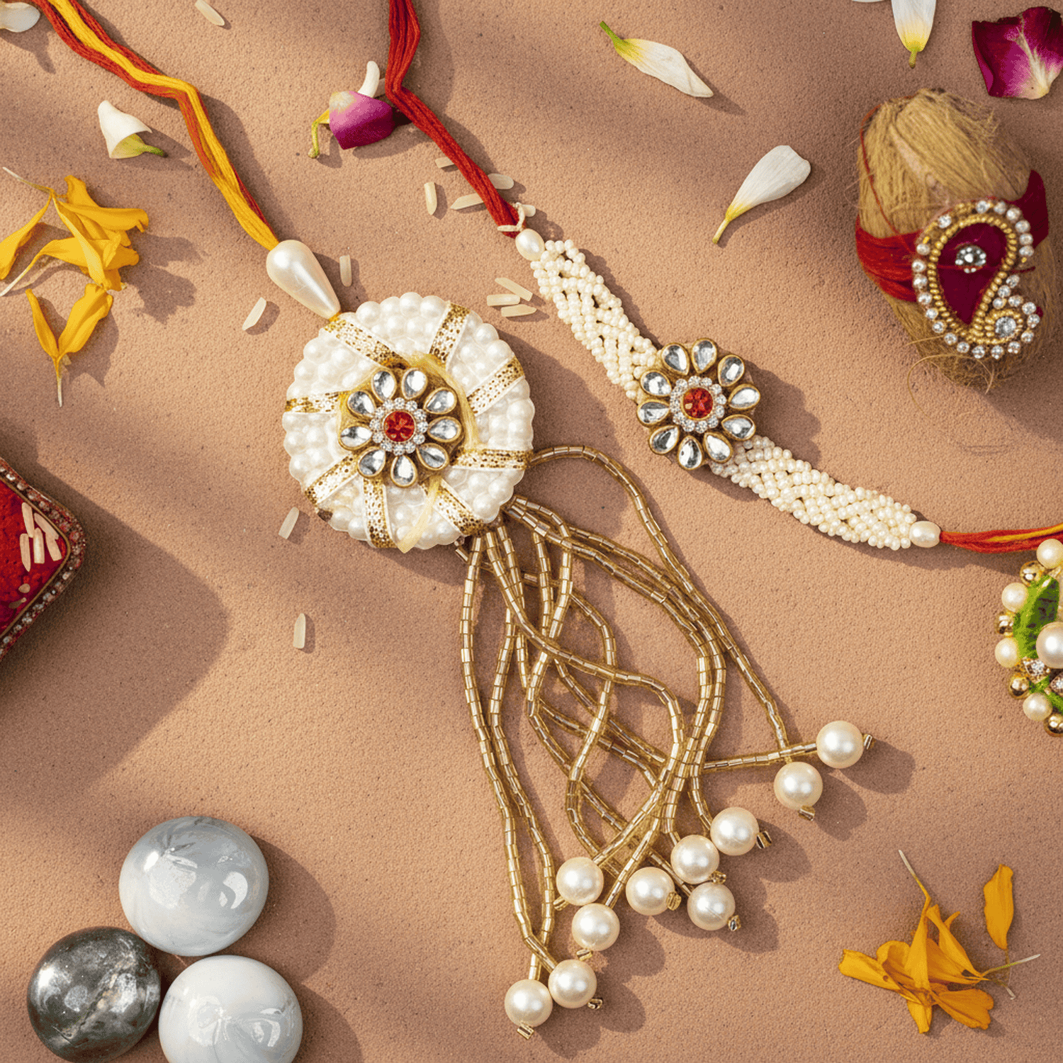 CL-RA-LM-005_1.png Elegant Lumba Rakhi Set for Bhabhi Gift Modern - Image 1