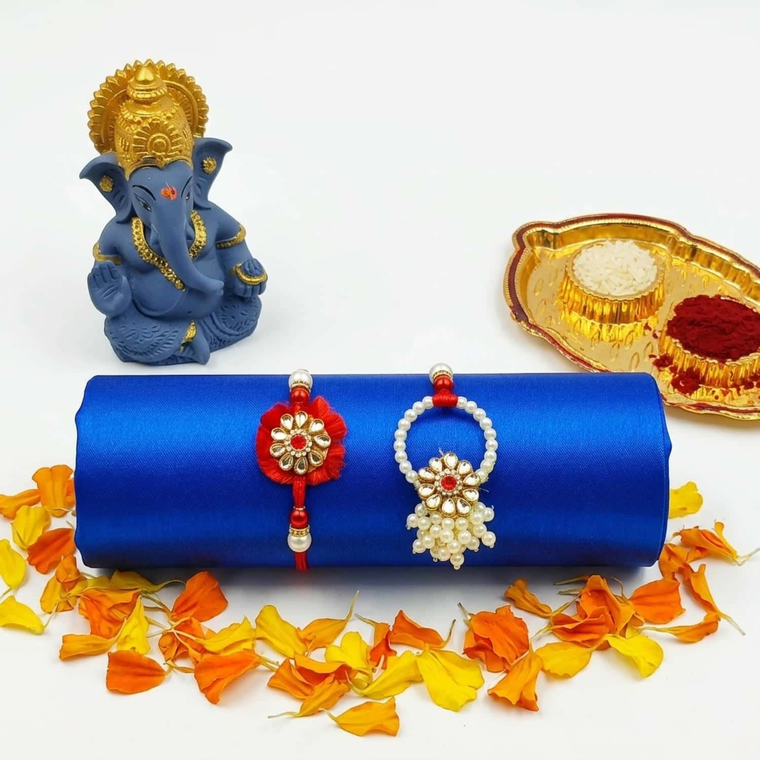 CL-RA-LM-013_G1.jpg Rakhi Set with Ganesha Product Handcrafted Unique Beautiful Stylish Collection - Image 1