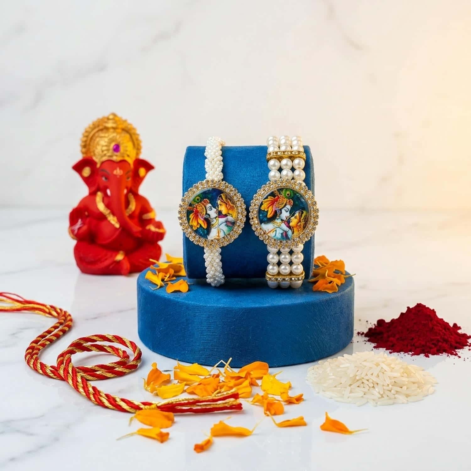 CL-RA-LM-016_G1.jpg Rakhi Set with Ganesha Product Stylish Classic Elegant Premium Keepsake - Image 1
