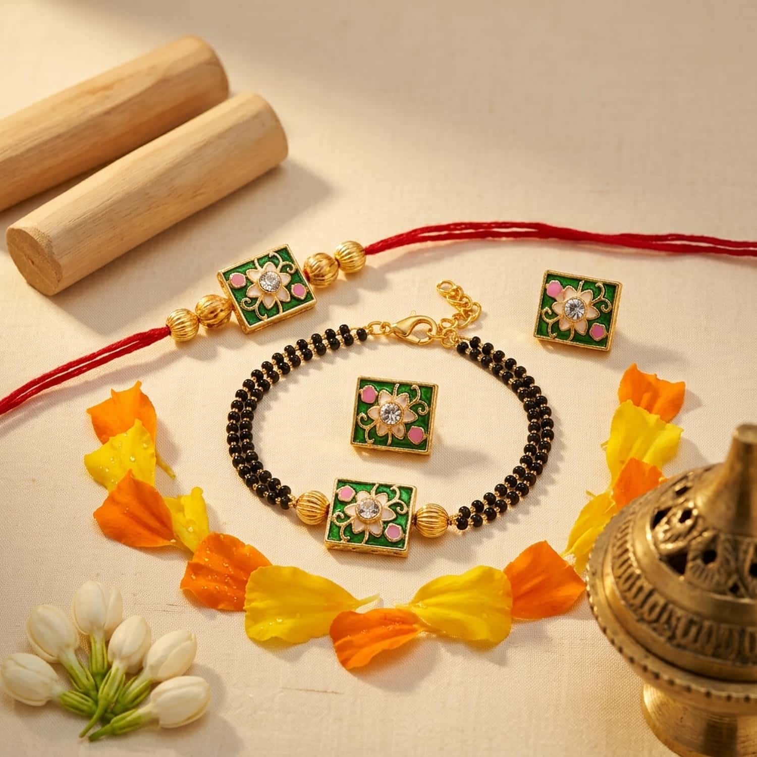 CL-RA-LM-053_1.jpg Classic Lumba Rakhi Set for Bhabhi Gift Elegant - Image 1