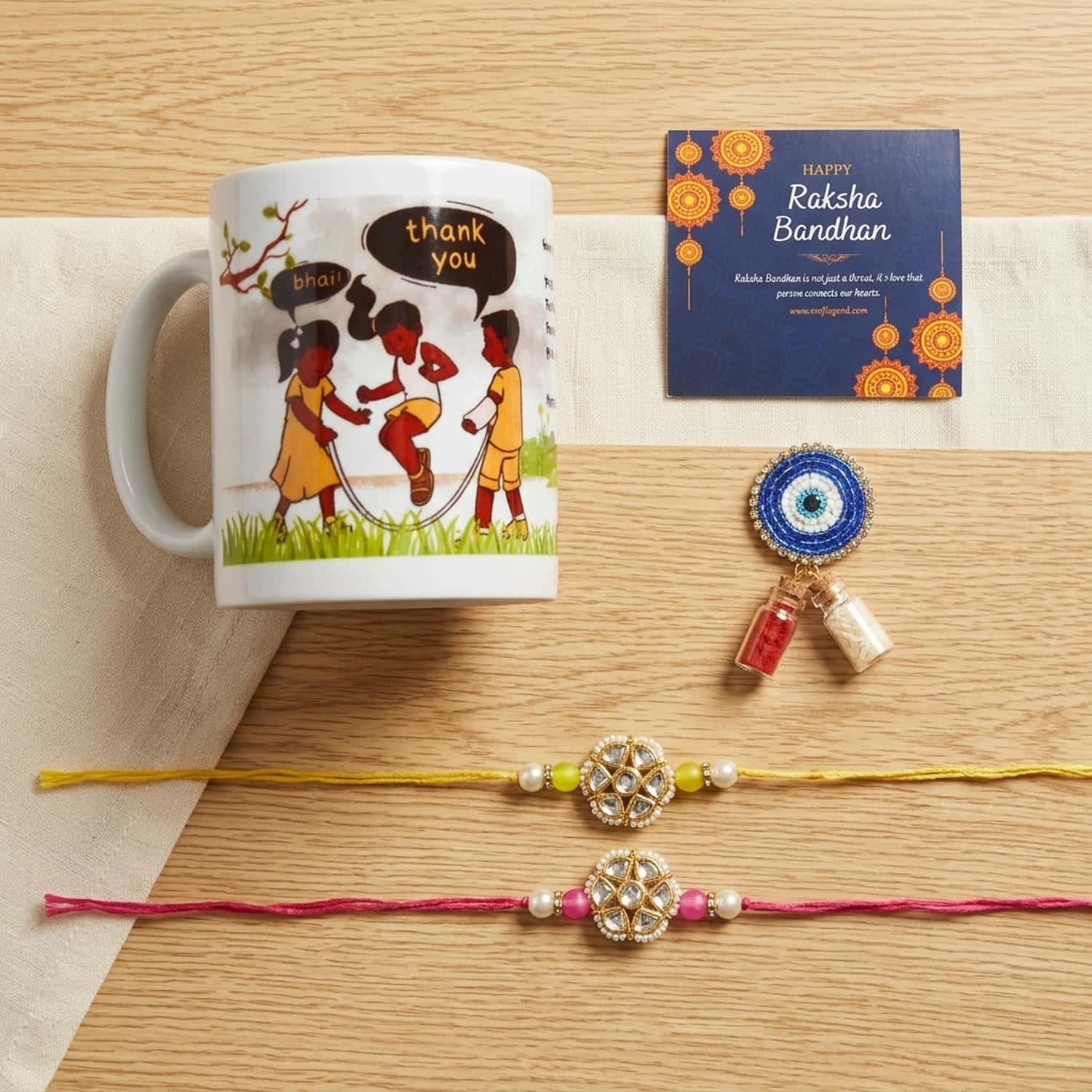 CL-RA-DR-011_M1.jpg Traditional Birthday Edition Coffee Mug Roli Chawal Greeting Card Unique Gift Combo - Image 1
