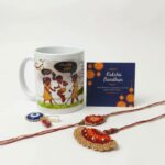 Stylish Rakhi Pack Coffee Mug Roli Chawal Greeting Card Unique Gift Combo - Image 2