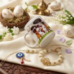 Modern Rakhi Bundle Coffee Mug Roli Chawal Greeting Card Unique Gift Combo