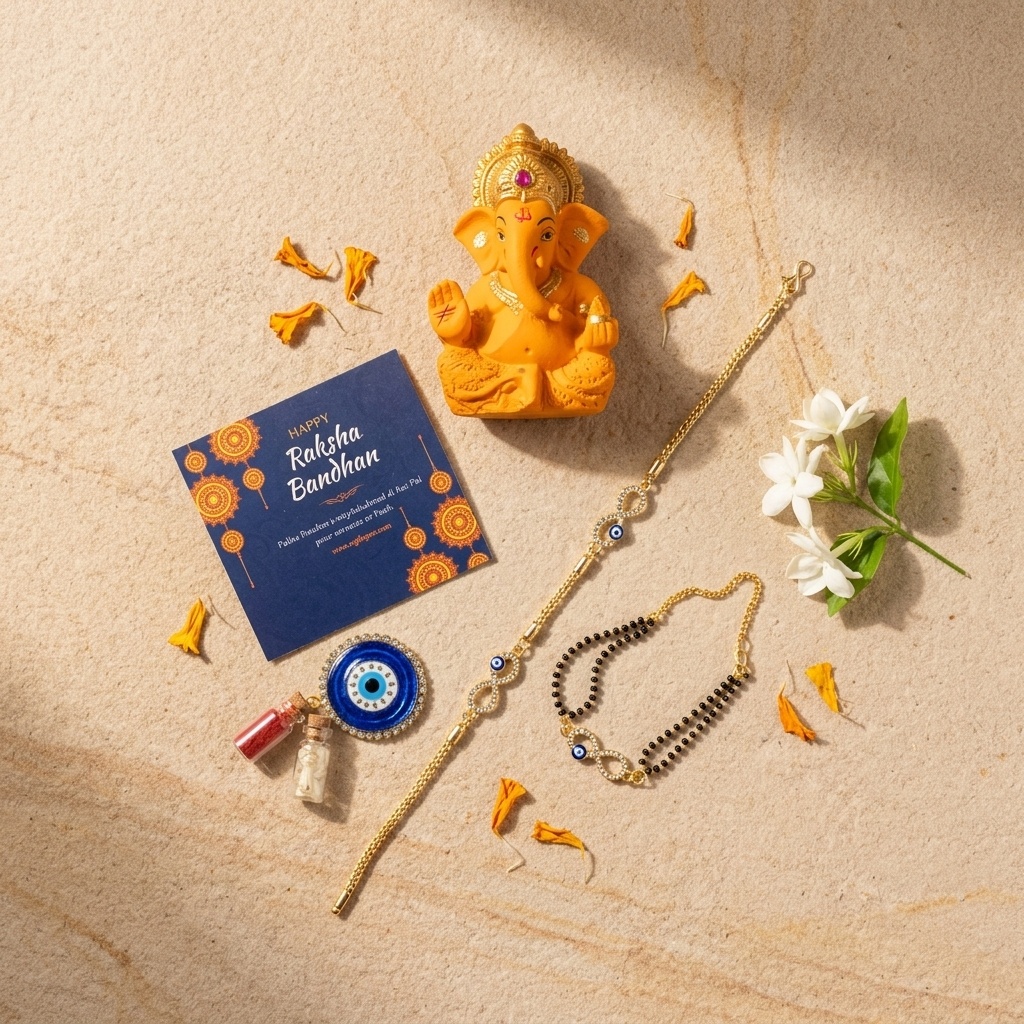 CL-RA-LM-047_G1.jpg Rakhi Set with Ganesha Product Beautiful Stylish Classic Elegant Blessing - Image 1