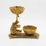 Golden Elephant Bowl Decor Showpiece 19 Cm