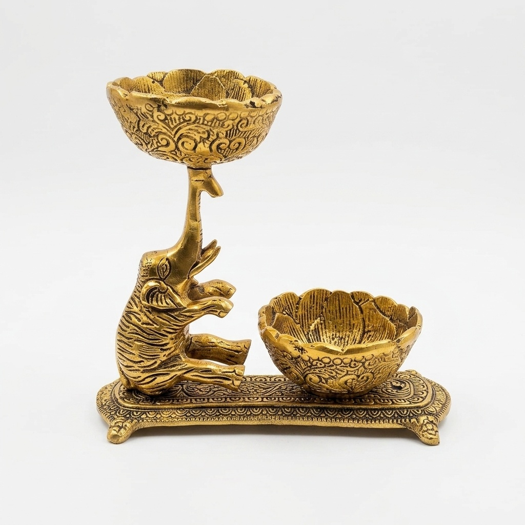 CL-001-AL-ELEBWL-001_1.jpg Golden Elephant Bowl Decor Showpiece 19 Cm - Image 1