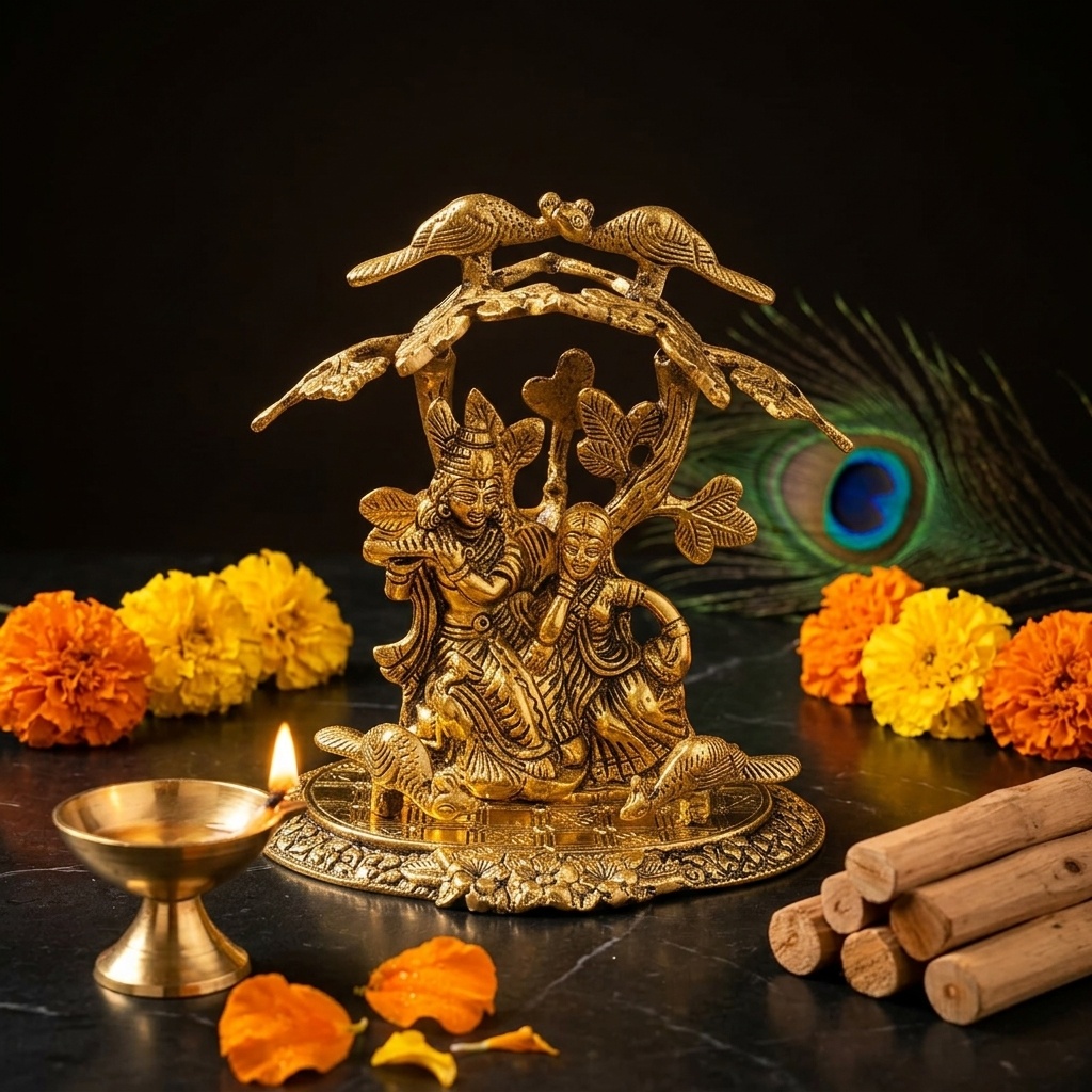 CL-001-AL-RK-001_1.jpg Radha Krishna Flute Decor Idol 19 Cm - Image 1