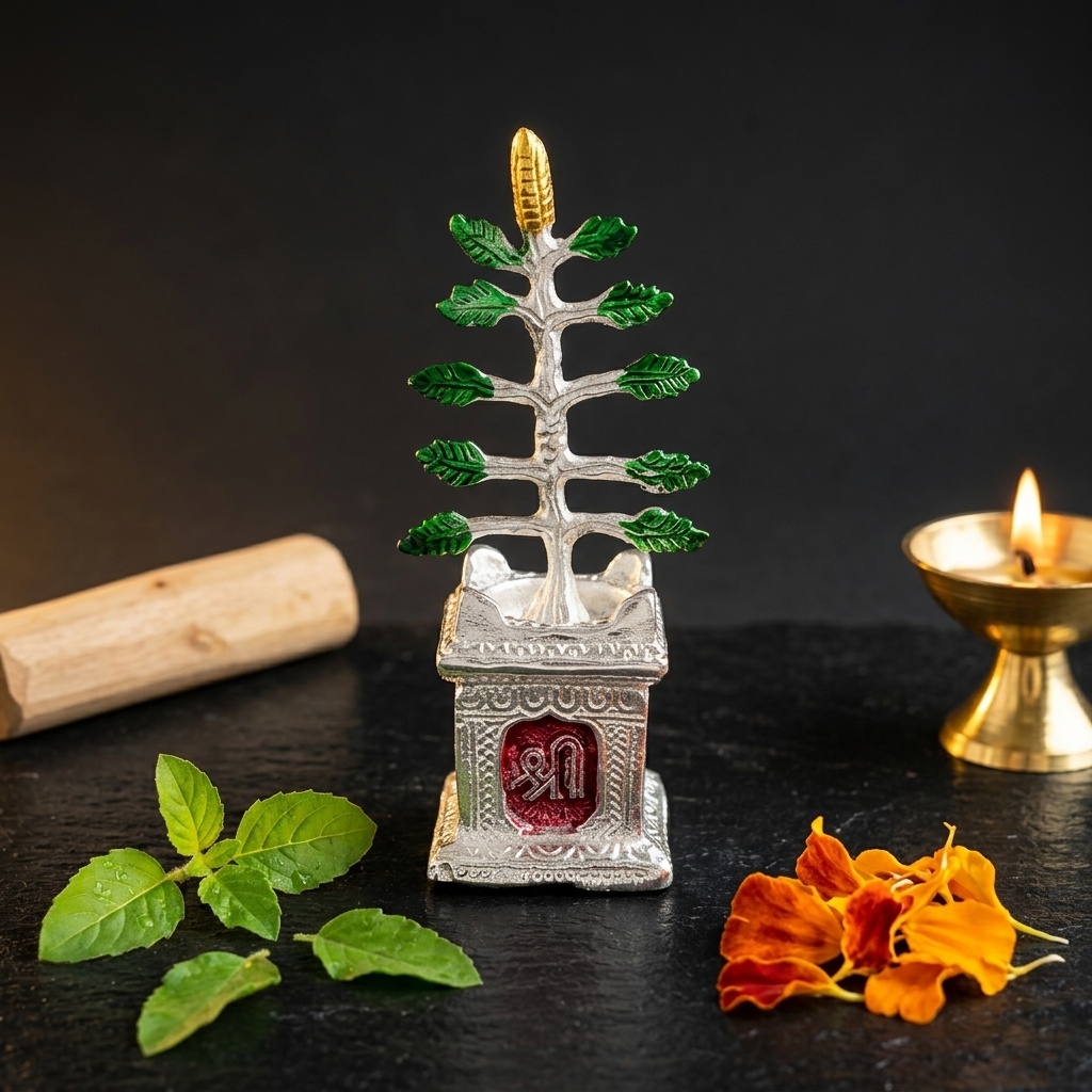CL-001-AL-TULSI-001_1.jpg Silver Tulsi Mata Decorative Showpiece 15 Cm - Image 1
