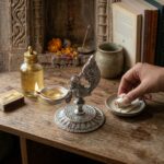 Silver Peacock Decorative Oil Lamp 15 Cm - Image 2