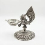 Silver Peacock Decorative Oil Lamp 15 Cm - Image 3