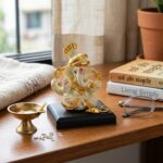Gold Resin Ganesha Idol Sitting on Base for Home & Office - Image 2
