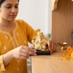 Gold Resin Ganesha Idol Sitting on Base for Home & Office - Image 3