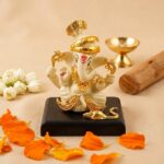 Gold Resin Ganesha Idol Sitting on Base for Home & Office - Image 6