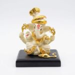 Gold Resin Ganesha Idol Sitting on Base for Home & Office - Image 8
