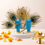 Lord Krishna Blue Hand Playing Flute with Mor Pankh Resin Idol