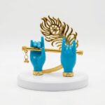 Lord Krishna Blue Hand Playing Flute with Mor Pankh Resin Idol - Image 5