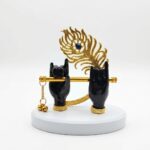 Lord Krishna Black Hand Playing Flute with Mor Pankh Resin Idol - Image 3