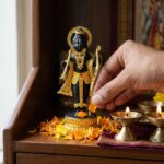 Black Resin Lord Ram Idol with Golden Jewellery & Bow for Home Temple - Image 2