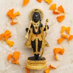 Black Resin Lord Ram Idol with Golden Jewellery & Bow for Home Temple - Image 3