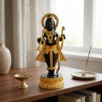 Black Resin Lord Ram Idol with Golden Jewellery & Bow for Home Temple - Image 5