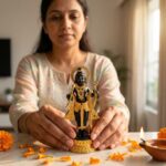 Black Resin Lord Ram Idol with Golden Jewellery & Bow for Home Temple - Image 7